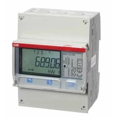 ABB B23 112-100, Energy Meter, Modular, DIN Rail, 3-faasi, 65 A, 220 to 400 Vac, Class B, Pulse Output, RS485